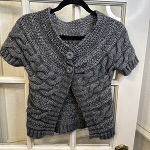 Mohair Wool Blend Short Sleeve Gray Cardigan Made In Italy Juniors M